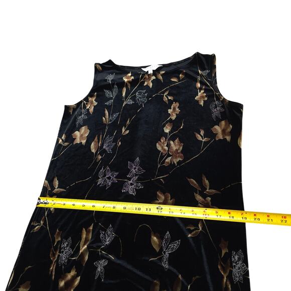 Vintage Outfit JPR Women Size L Sleevless Tank Maxi Dress Velvet Floral Retro - Picture 6 of 8